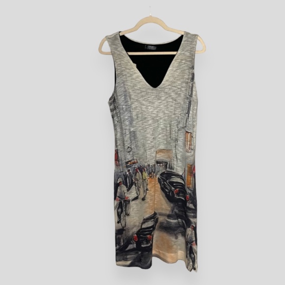 Vintage Inoah Sleevelss Graphic Dress Midi Length Dress Size Medium - Picture 6 of 7